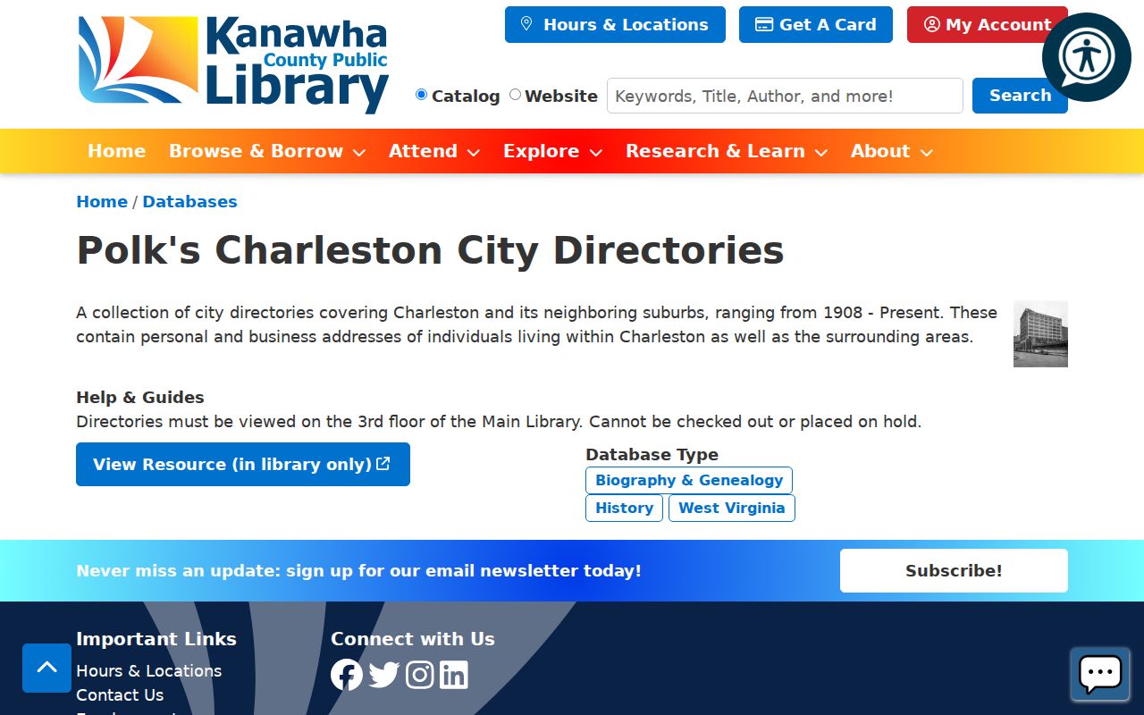 West Virginia Polk collection page for Charleston and nearby suburbs