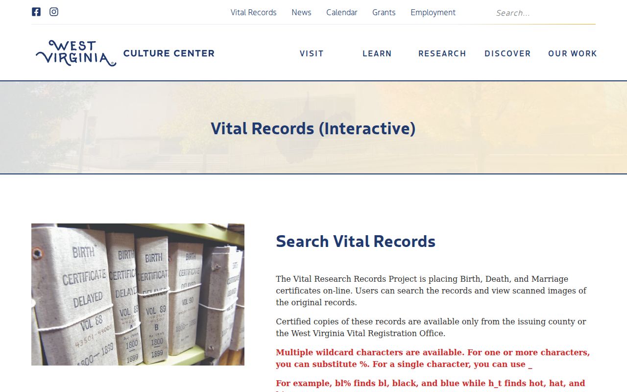 West Virginia resident lookup historical Vital Research Records name county and year search