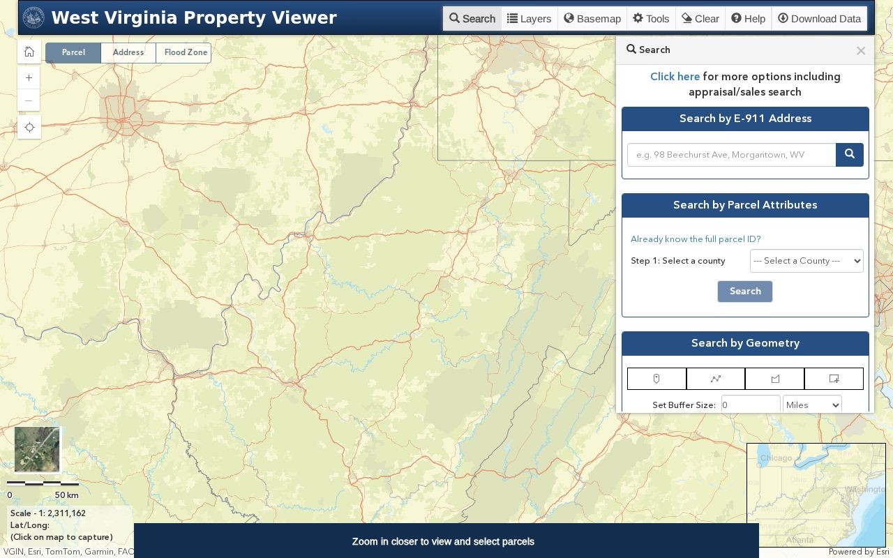 West Virginia neighbors search: Property Viewer parcels and map layers